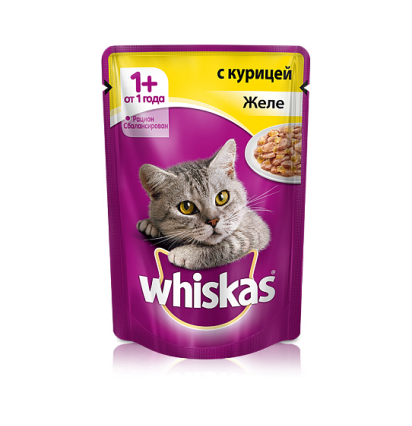 Whiskas для кошек желе с курицей 85 гр.